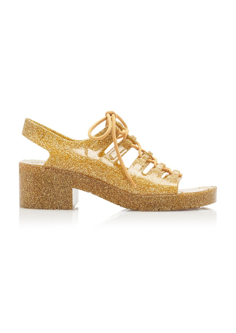 Bottega Veneta - Jelly Lace-Up Glittered Rubber Sandals - Gold - IT 37 - Moda Operandi