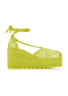 Bottega Veneta - Lace-Up Wedge Espadrilles - Green - IT 40 - Moda Operandi