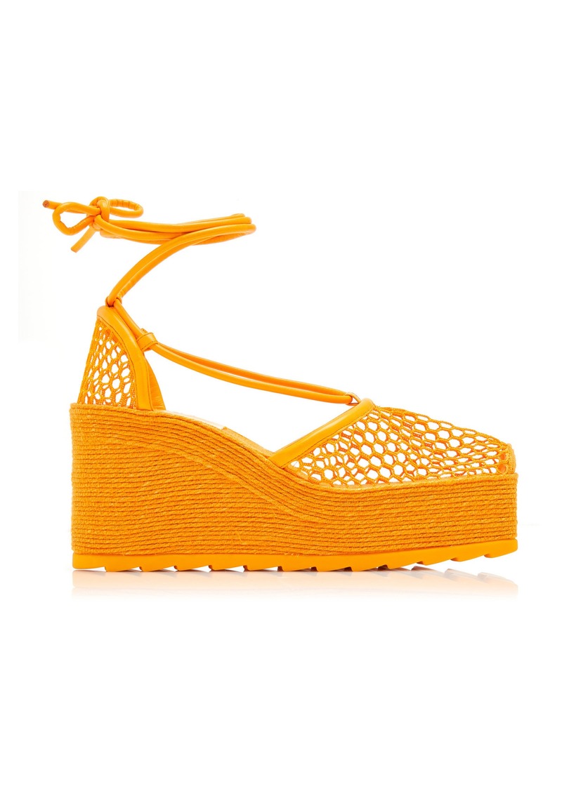 Bottega Veneta - Lace-Up Wedge Espadrilles - Orange - IT 38 - Moda Operandi