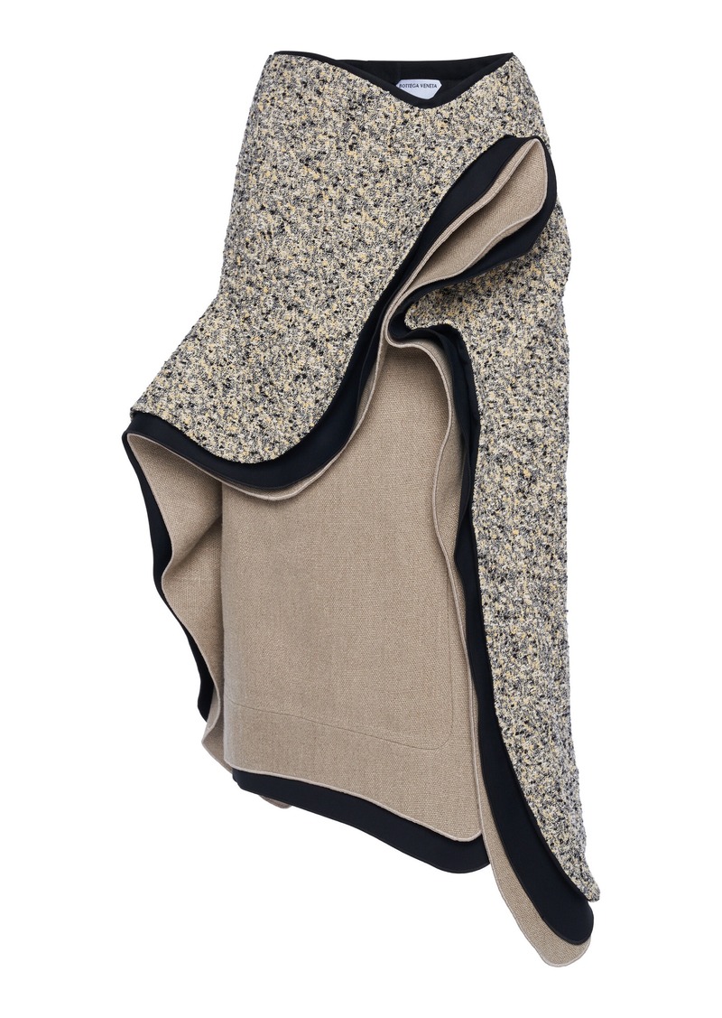 Bottega Veneta - Layered Cotton-Blend Midi Skirt - Neutral - IT 42 - Moda Operandi