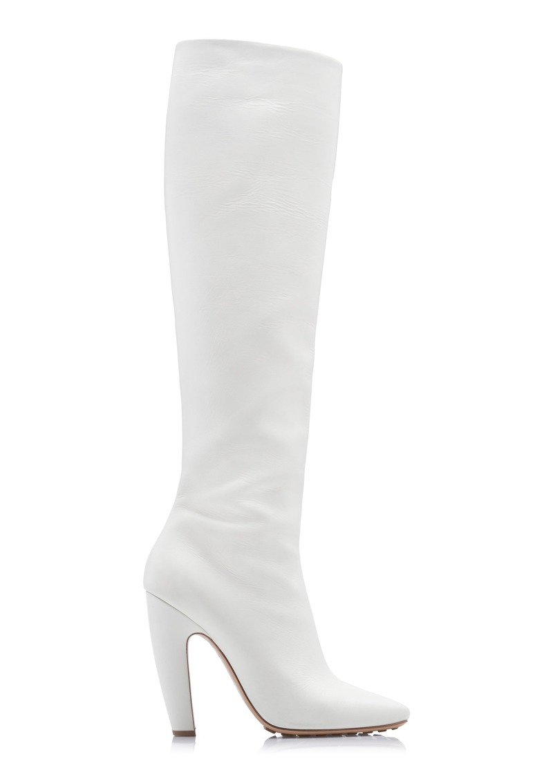 Bottega Veneta - Leather Knee Boots - White - IT 37.5 - Moda Operandi