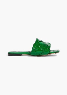 Bottega Veneta - Lido intrecciato glossed-leather slides - Green - EU 35