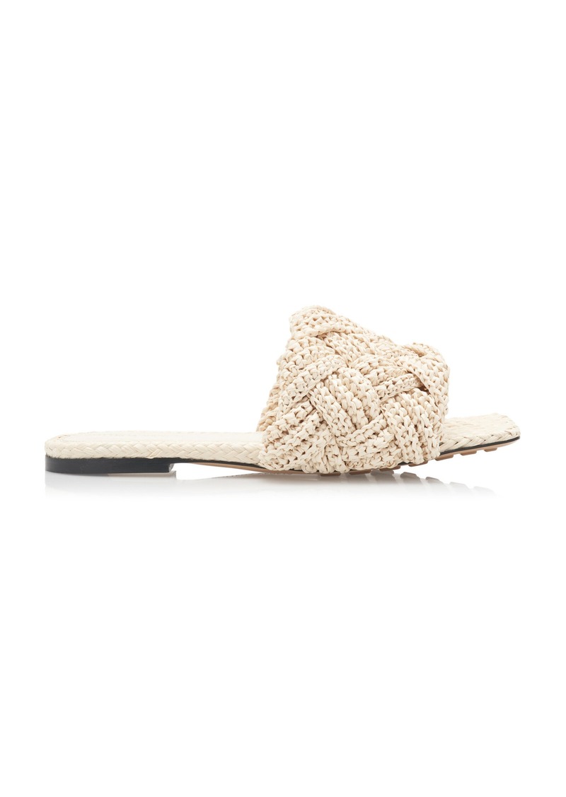 Bottega Veneta - Lido Raffia Flat Sandals - Ivory - IT 37.5 - Moda Operandi