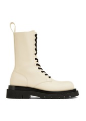 Bottega Veneta - Lug Lace-Up Boot Military Calf - Black/white - IT 41 - Moda Operandi