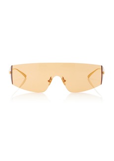 Bottega Veneta - Mask-Frame Acetate Sunglasses - Orange - OS - Moda Operandi