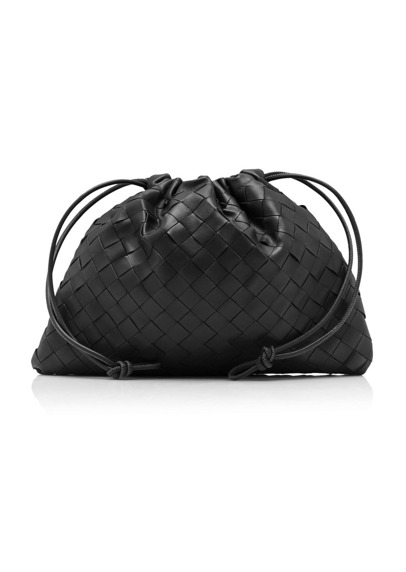 Bottega Veneta - Medium Drawstring Intrecciato Leather Clutch - Black - OS - Moda Operandi