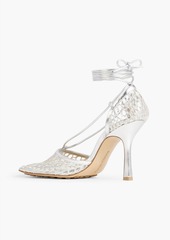 Bottega Veneta - Stretch metallic leather and fishnet pumps - Metallic - EU 35