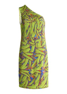 Bottega Veneta - One-Shoulder Crinkled Banana-Print Mini Dress - Print - S - Moda Operandi