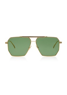 Bottega Veneta - Original Aviator-Frame Metal Sunglasses - Green - OS - Moda Operandi