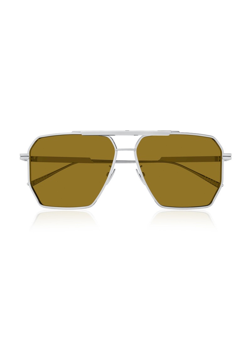Bottega Veneta - Original Aviator-Frame Metal Sunglasses - Silver - OS - Moda Operandi