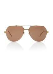 Bottega Veneta - Oversized Aviator Gold-Tone Sunglasses - Brown - OS - Moda Operandi