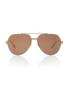 Bottega Veneta - Oversized Aviator Gold-Tone Sunglasses - Brown - OS - Moda Operandi