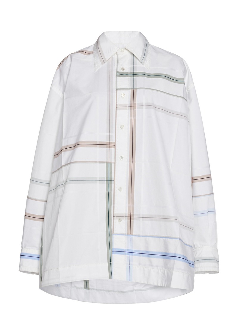 Bottega Veneta - Oversized Checked Cotton Shirt - White - IT 40 - Moda Operandi