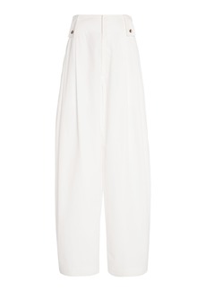 Bottega Veneta - Pleated Compact Cotton Wide-Leg Pants - White - IT 38 - Moda Operandi