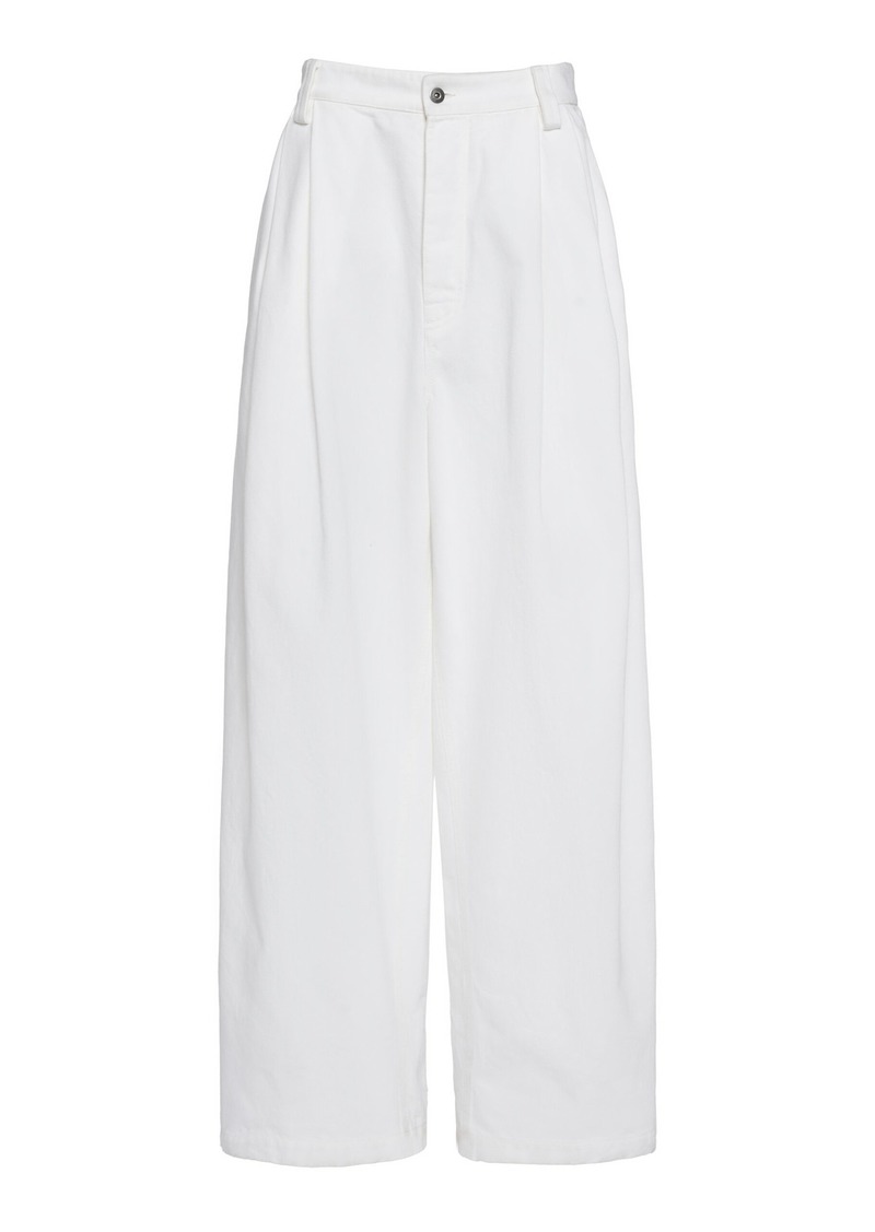 Bottega Veneta - Pleated Denim Wide-Leg Trousers - White - IT 40 - Moda Operandi
