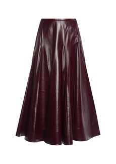 Bottega Veneta - Pleated Leather Maxi Skirt - Burgundy - IT 38 - Moda Operandi