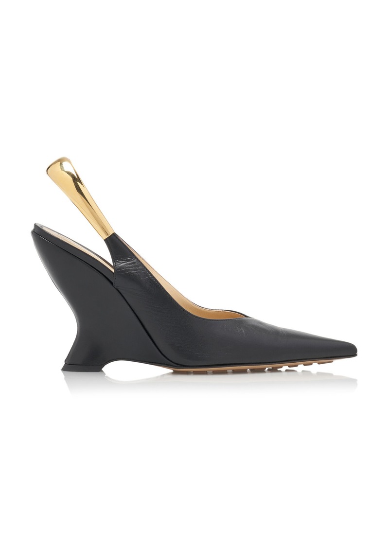 Bottega Veneta - Punta Leather Slingback Pumps - Black - IT 38 - Moda Operandi