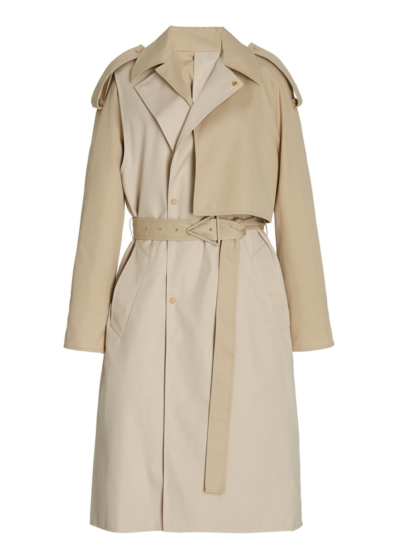 Bottega Veneta - Removable Sleeve Crepe Trench Coat - Neutral - IT 42 - Moda Operandi