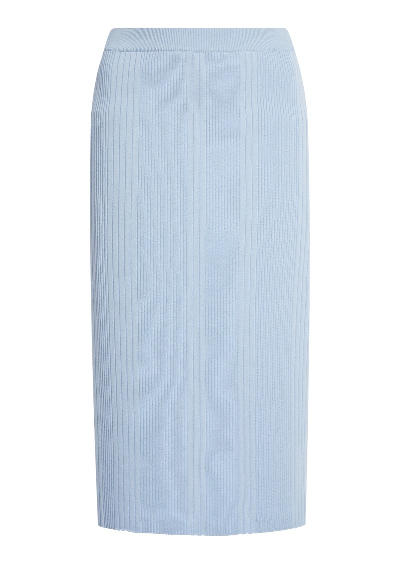 Bottega Veneta - Ribbed Cotton Midi Skirt - Blue - L - Moda Operandi