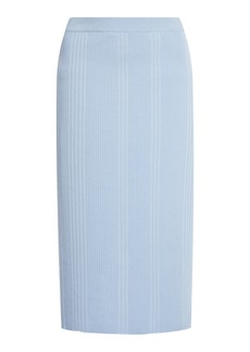 Bottega Veneta - Ribbed Cotton Midi Skirt - Blue - L - Moda Operandi