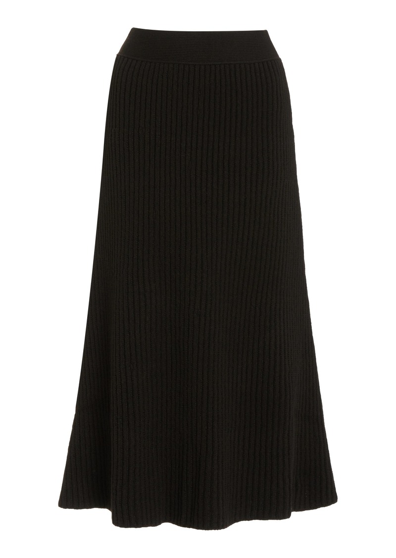 Bottega Veneta - Ribbed-Knit Wool Midi Skirt - Brown - S - Moda Operandi