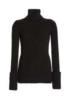 Bottega Veneta - Ribbed-Knit Wool Turtleneck Sweater - Brown - M - Moda Operandi