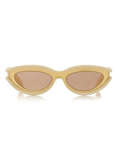 Bottega Veneta - Round Cat-Eye Rubber Sunglasses - Yellow - OS - Moda Operandi