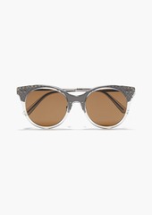 Bottega Veneta - Round-frame bronze-tone and acetate sunglasses - Gray - OneSize