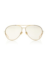 Bottega Veneta - Sardine Aviator-Frame Metal Sunglasses - Gold - OS - Moda Operandi