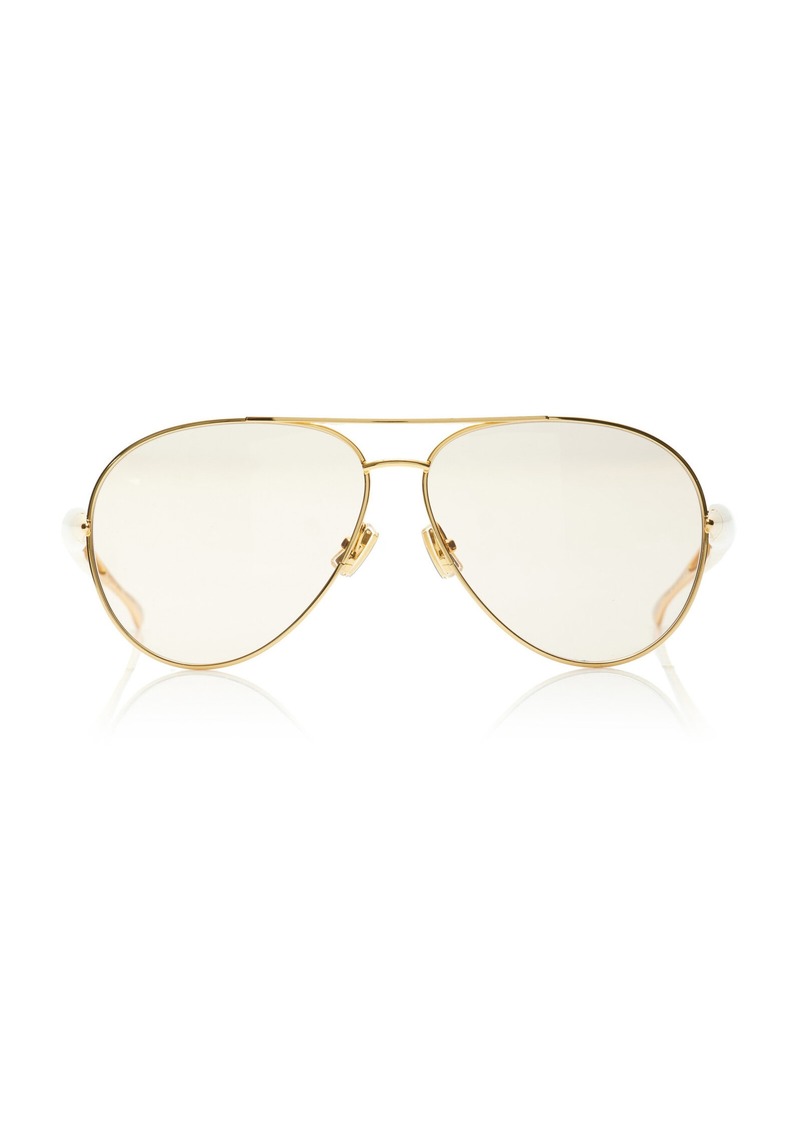 Bottega Veneta - Sardine Aviator-Frame Metal Sunglasses - Gold - OS - Moda Operandi