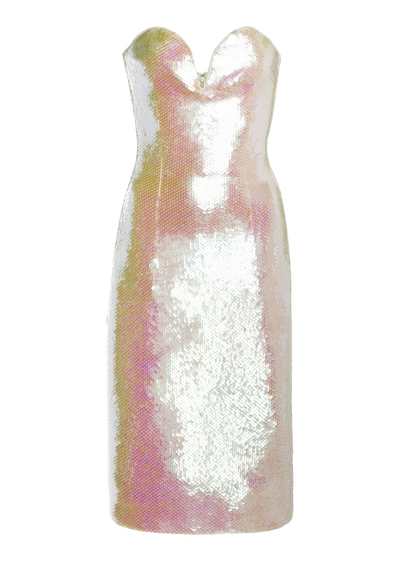 Bottega Veneta - Sequin Bustier Midi Dress - Metallic - S - Moda Operandi