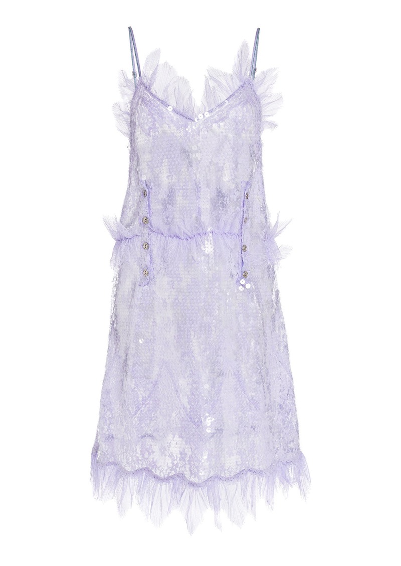 Bottega Veneta - Sequined Lace Midi Dress - Purple - IT 42 - Moda Operandi