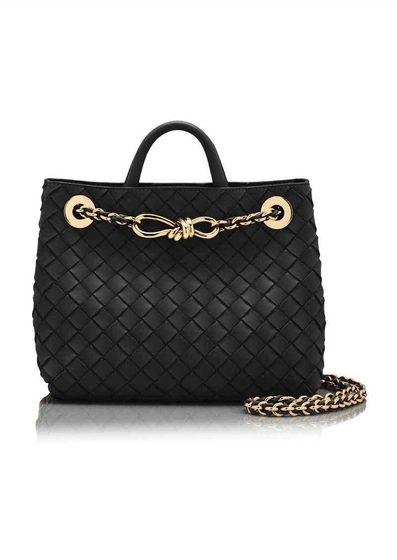 Bottega Veneta - Small Andiamo Intrecciato Leather Chain Bag - Black - OS - Moda Operandi