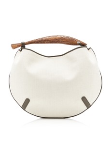 Bottega Veneta - Small Sardine Leather & Canvas Bag - White - OS - Moda Operandi