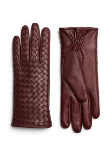 Bottega Veneta - Soft Intrecciato Leather Gloves - Burgundy - 7.5 - Moda Operandi