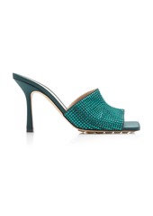 Bottega Veneta - Sparkle Slide Stretch Satin Sandals - Turquoise - IT 36.5 - Moda Operandi