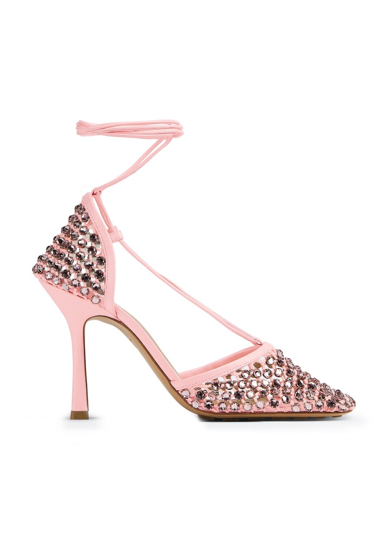 Bottega Veneta - Stretch Lace-Up Crystal Sandals - Pink - IT 37.5 - Moda Operandi