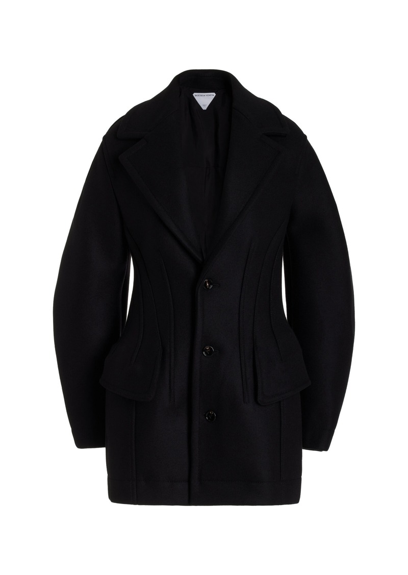 Bottega Veneta - Stretch-Wool Felt Short Coat - Black - IT 38 - Moda Operandi