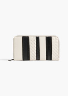 Bottega Veneta - Striped intrecciato leather wallet - White - OneSize