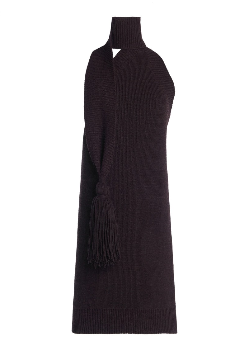 Bottega Veneta - Tasseled Wool-Knit Mini Dress - Brown - S - Moda Operandi