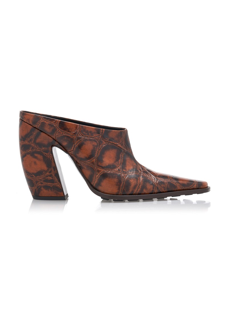 Bottega Veneta - Tex Croc-Embossed Leather Mules - Brown - IT 39 - Moda Operandi