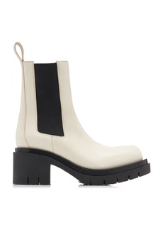 Bottega Veneta - The Lug Leather Ankle Boots - White - IT 39.5 - Moda Operandi