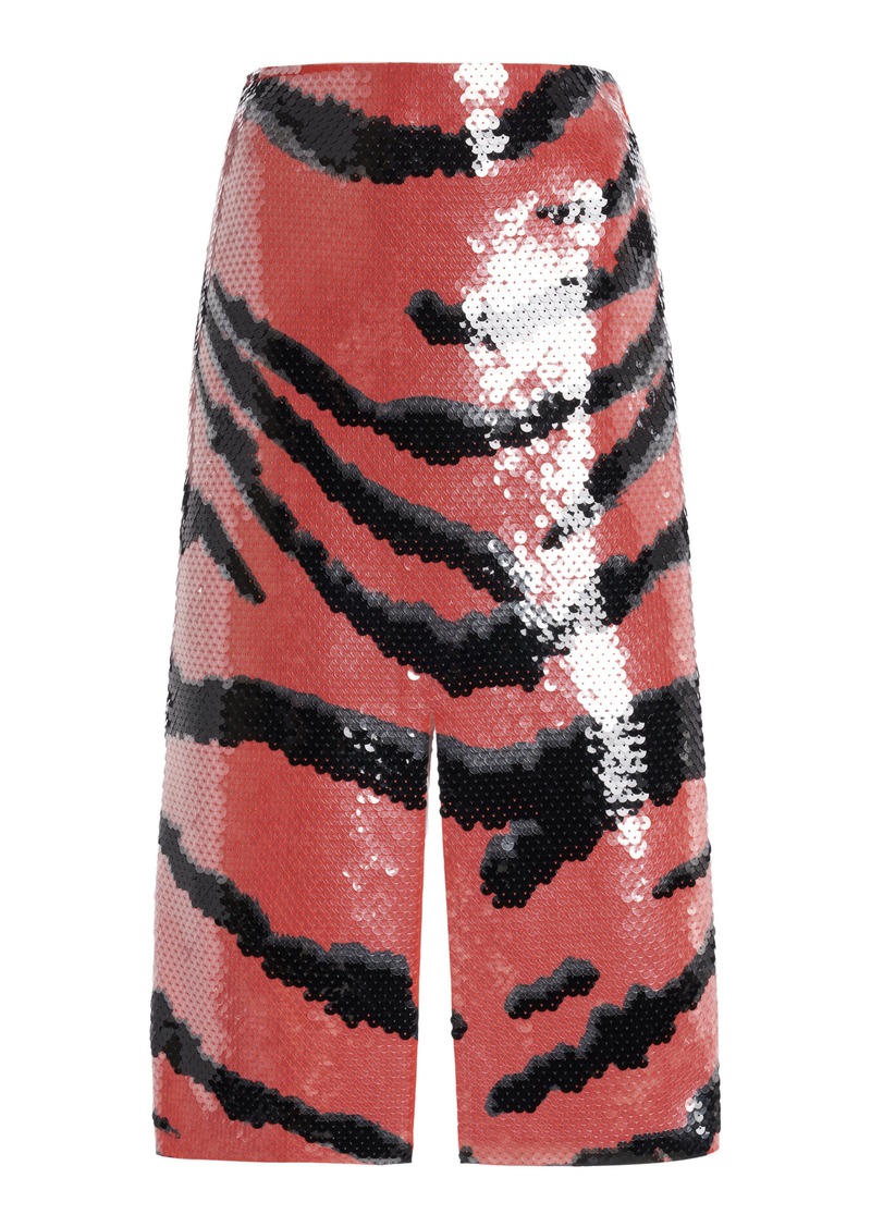 Bottega Veneta - Tiger-Printed Sequin Midi Skirt - Print - S - Moda Operandi