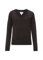 Bottega Veneta - V-neck Fine-knit Wool-blend Sweater - Mens - Brown