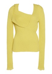 Bottega Veneta - Women's Fitted Rib-Knit Asymmetric Top - Yellow - Moda Operandi