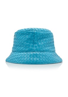 Bottega Veneta - Intrecciato Leather Bucket Hat - Blue - S - Moda Operandi