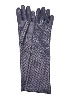 Bottega Veneta - Intrecciato Leather Gloves - Navy - 7.5 - Moda Operandi