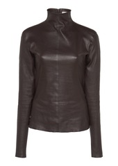 Bottega Veneta - Women's Mock Neck Leather Top - Brown - Moda Operandi