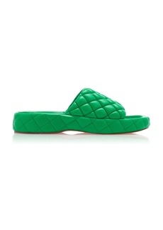 Bottega Veneta - Padded Matelasse Slide Sandals - Green - IT 39 - Moda Operandi