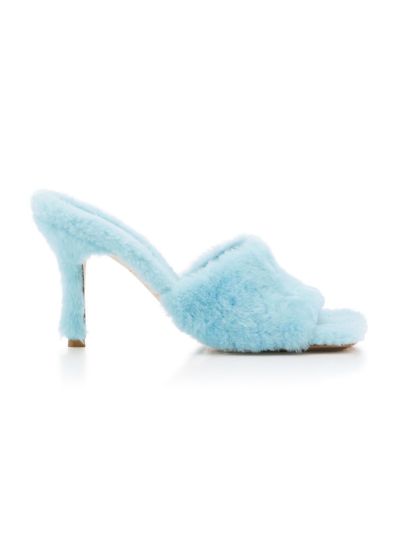 Bottega Veneta - Stretch Fur Mule Sandals - Blue - IT 41 - Moda Operandi